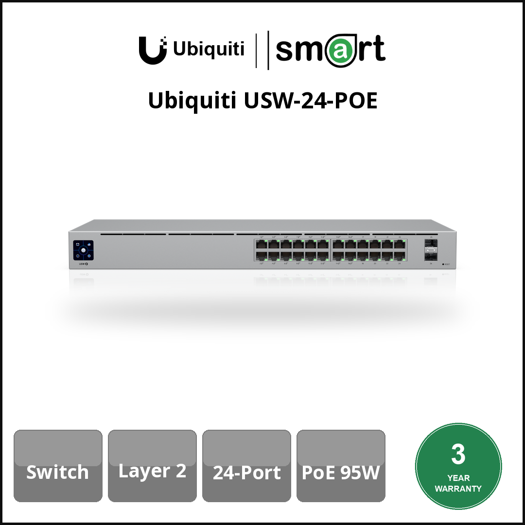 Ubiquiti USW-24-POE - L2 (24)G PoE (8x1G 16xPOE+ 2xSFP) 95W