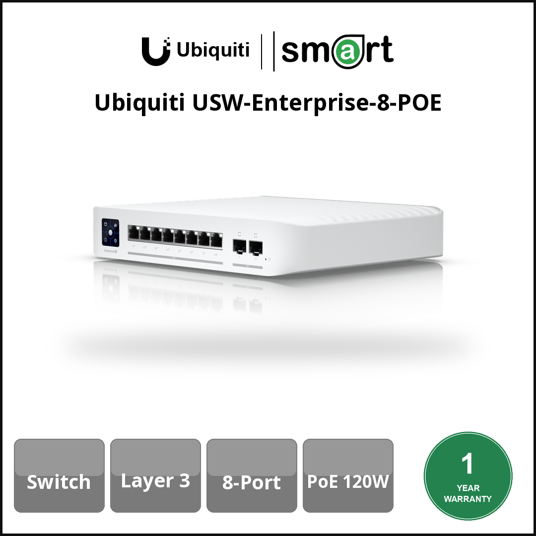 Ubiquiti USW-Enterprise-8-POE - L3 (8)G Ent PoE (8x2.5G 2xSFP+) 120W