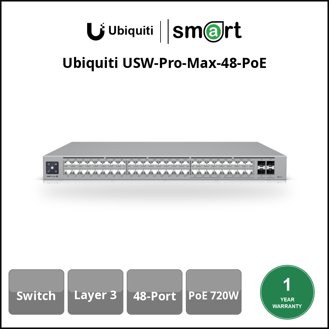 Ubiquiti USW-Pro-Max-48-PoE - L3 (48) Pro Max (32x1G 16x2.5G 4SFP+) 720W